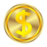 gold coin dollar currency, realistic and luxury gold coin treasure concept. 3d vector illustration