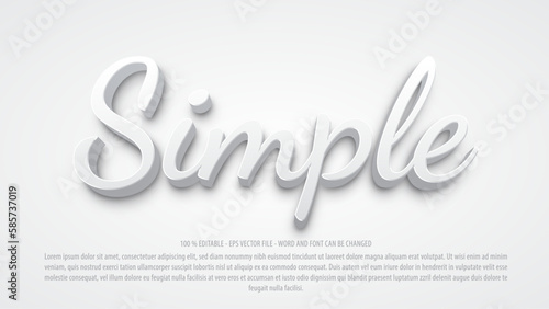 Simple white 3d editable text effect