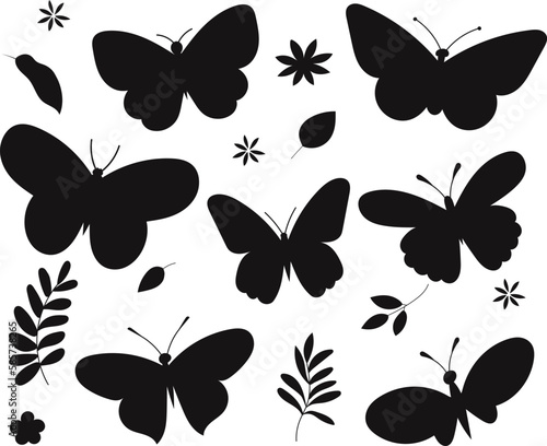 butterfly silhouette collection  vector set