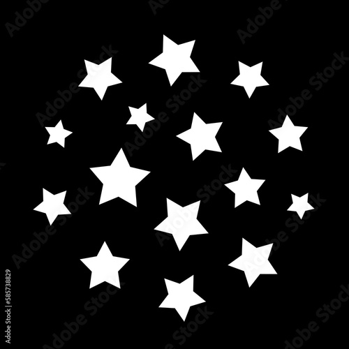 Gobo mask. White stars in different size on black.