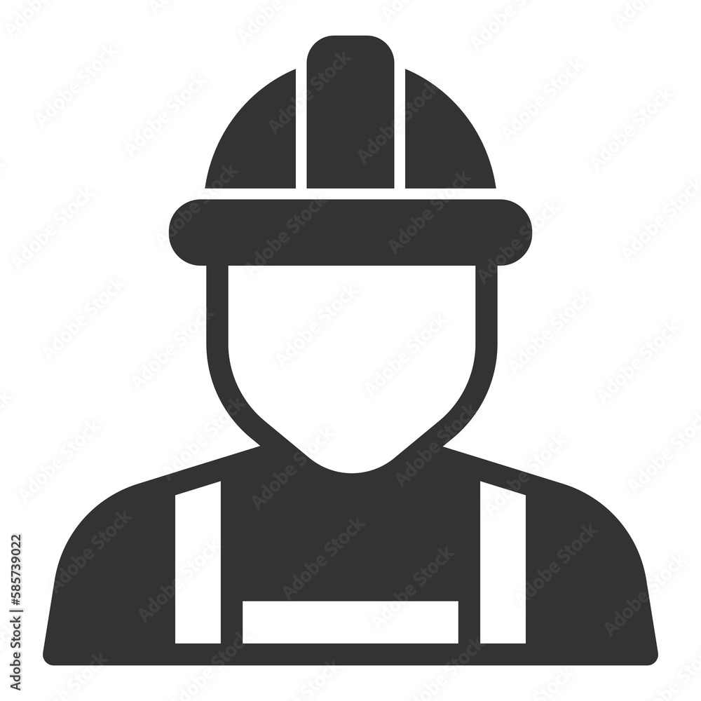 Worker, builder in special clothes - icon, illustration on white background, glyph style Worker, builder in special clothes - icon, illustration on white background, glyph style