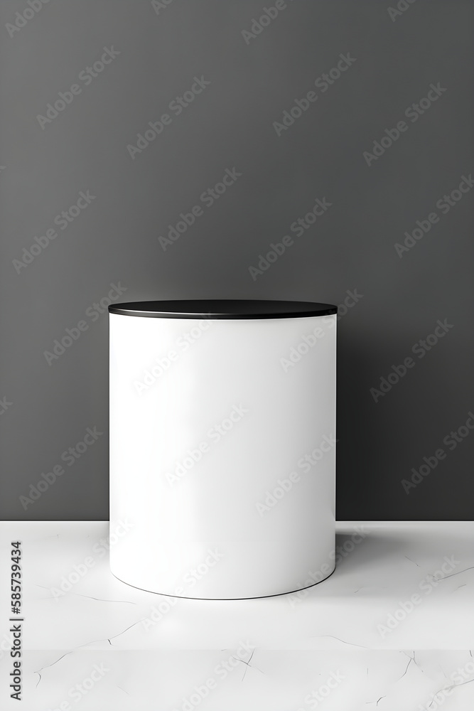 Illustration 3D of a round podium. Product design showcase pedestal Empty showcase promo mockup black and white stage with dark background Generative AI Illustration 3D of a round podium. Product design showcase pedestal Empty showcase promo mockup black and white stage with dark background Generative AI