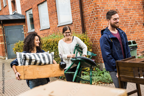 Group of friends moving house