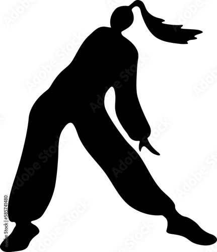 Sporty dancer girl with ponytail  silhouette illustration

