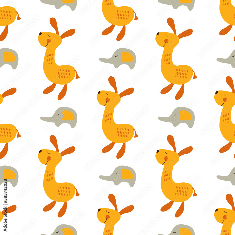 Fototapeta premium Cute baby seamless pattern for nursery arrangement. Vector illustration.