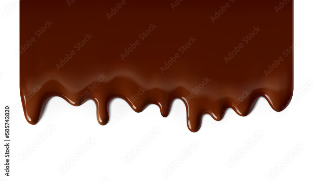 Hyper realistic melted chocolate drops. Vector illustration isolated on