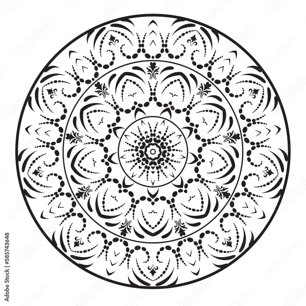 Circle flower of the mandala with floral ornament pattern, Vector mandala relaxation patterns unique design with nature style, Hand drawn pattern, Mandala template for page decoration cards, book,
