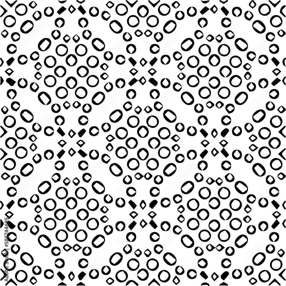 Grunge background with abstract shapes. Black and white texture. Seamless monochrome repeating pattern for web page, textures, card, poster, fabric, textile.