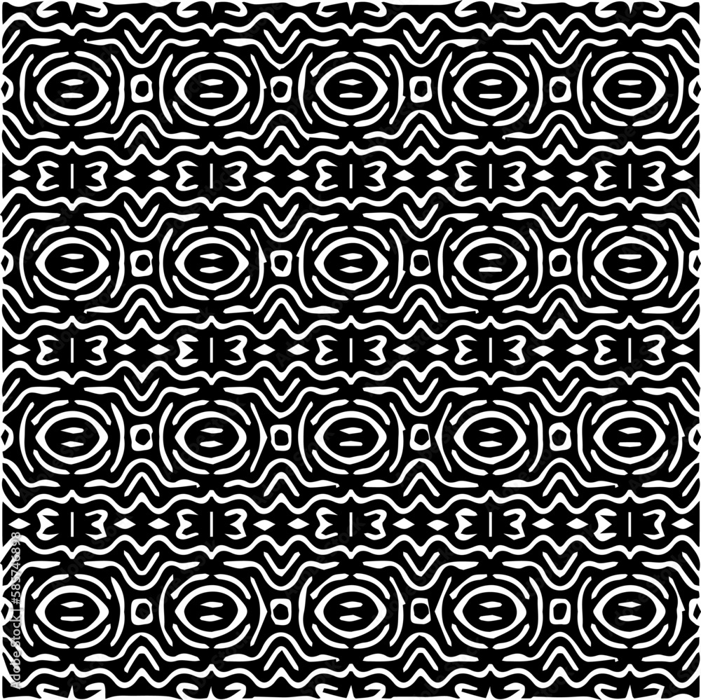 Background with abstract shapes. Black and white texture. Seamless monochrome repeating pattern for decor, fabric, cloth. Background with abstract shapes. Black and white texture. Seamless monochrome repeating pattern for decor, fabric, cloth.