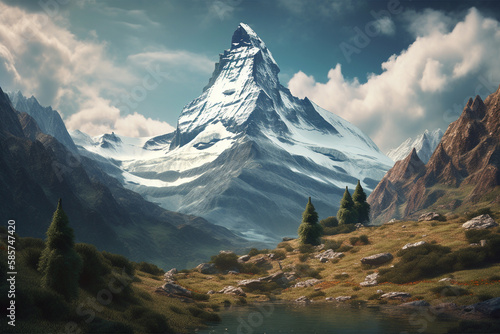 Majestic Matterhorn. A Breathtaking Alpine Landscape . Ai generated