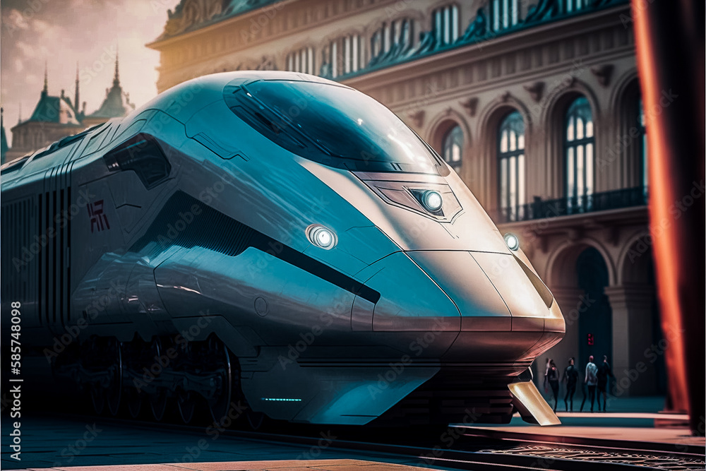 Train aérodynamique dans la ville - Générative IA