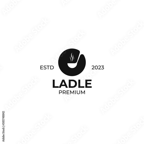 Vector ladle soup logo design concept illustration idea