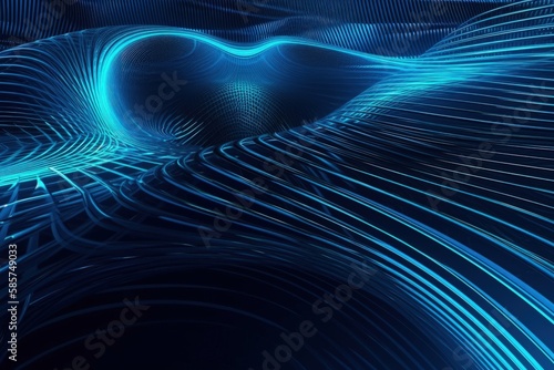 blue abstract background with fluid lines and curves. Generative AI