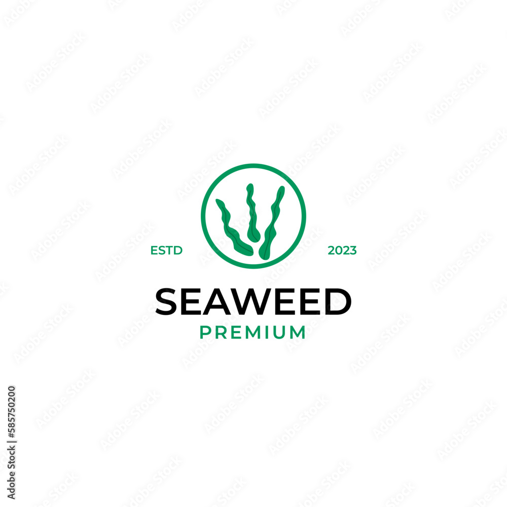 Flat seaweed logo design concept vector illustration idea Flat seaweed logo design concept vector illustration idea