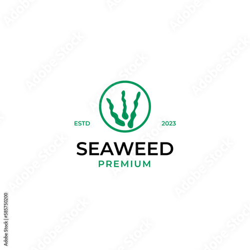 Flat seaweed logo design concept vector illustration idea © Brandingasik