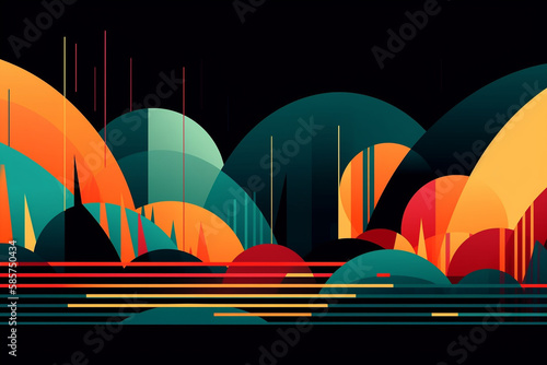 Vibrant Abstract Background. An abstract background illustration featuring vibrant colors and geometric shapes. Ai generated © twindesigner