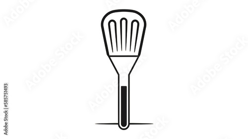 Minimalistic logo with a spatula for cooking food  generative AI.