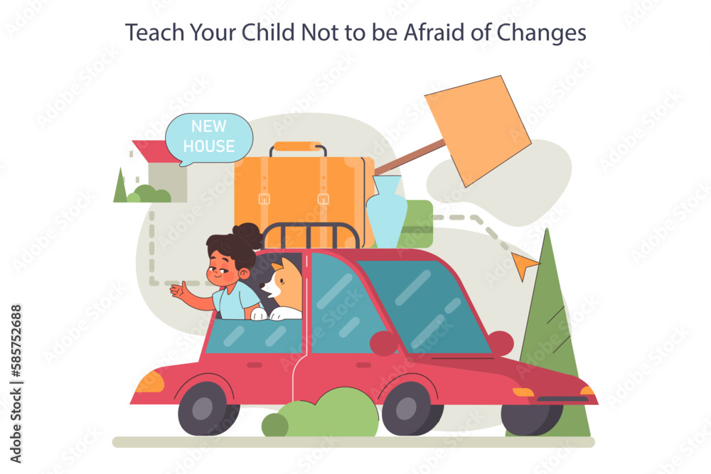 Parenting advice. Parents teaching a child not to be afraid of changes. Parenting advice. Parents teaching a child not to be afraid of changes.