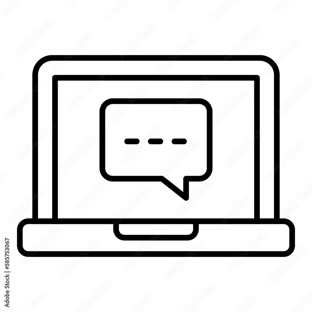 Laptop Chat Outline Icon Laptop Chat Outline Icon