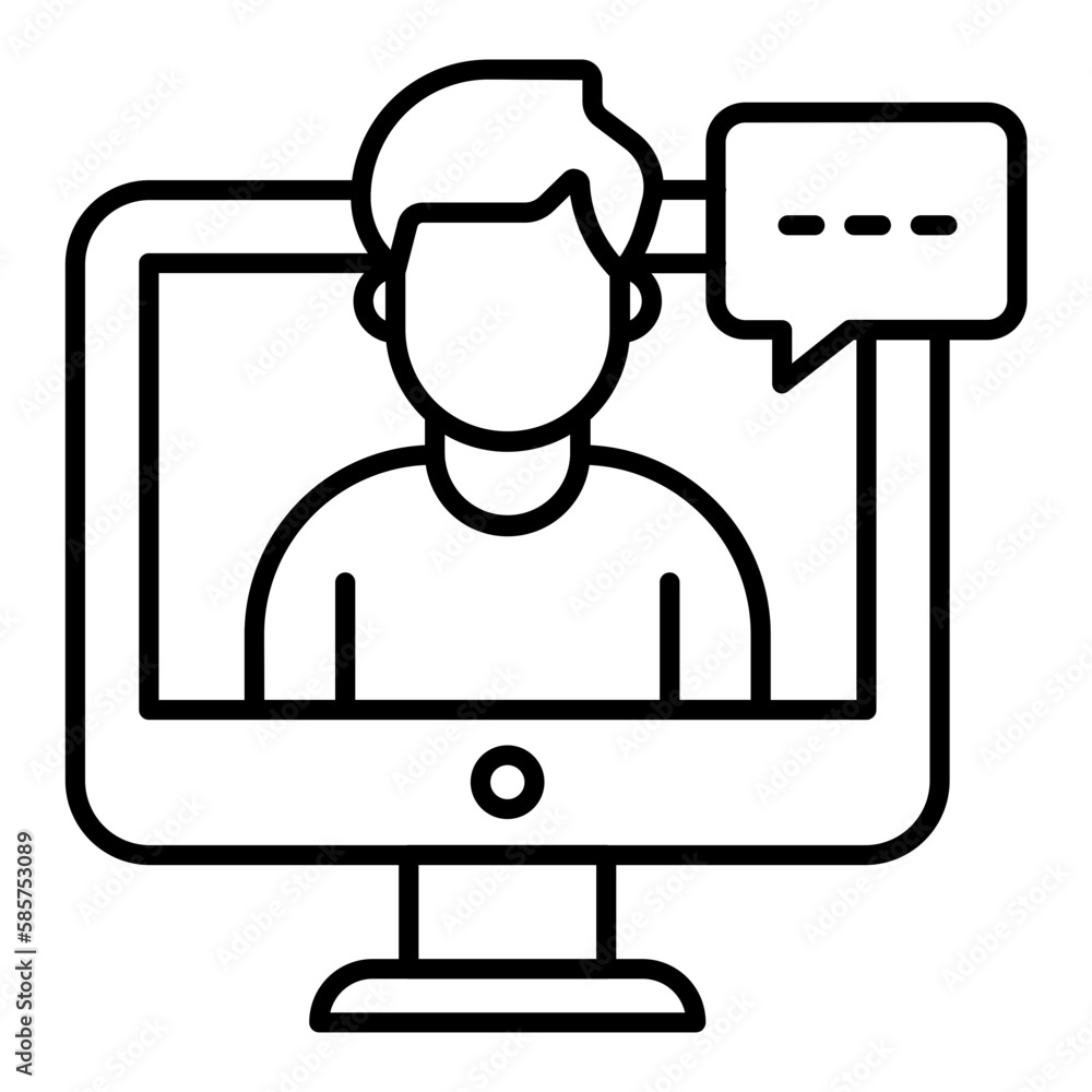 Video Chat Outline Icon Video Chat Outline Icon