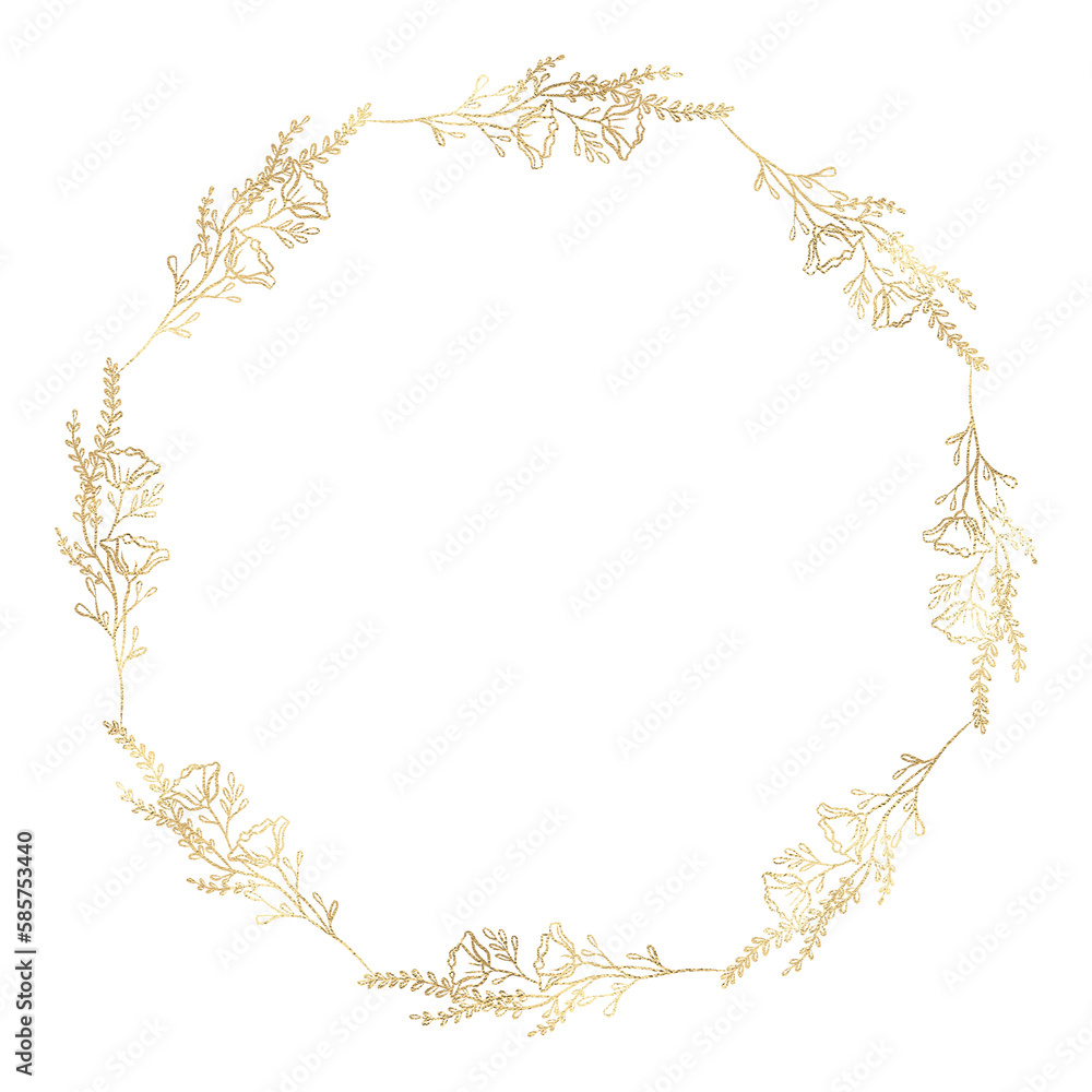 Floral gold wreath illustration Floral gold wreath illustration