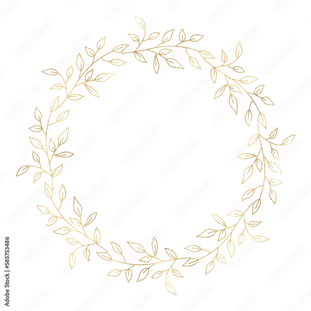 Floral gold wreath illustration