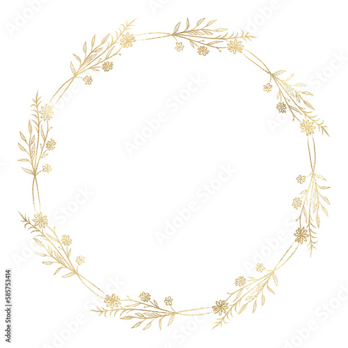 Floral gold wreath illustration