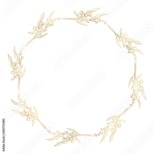 Floral gold wreath illustration
