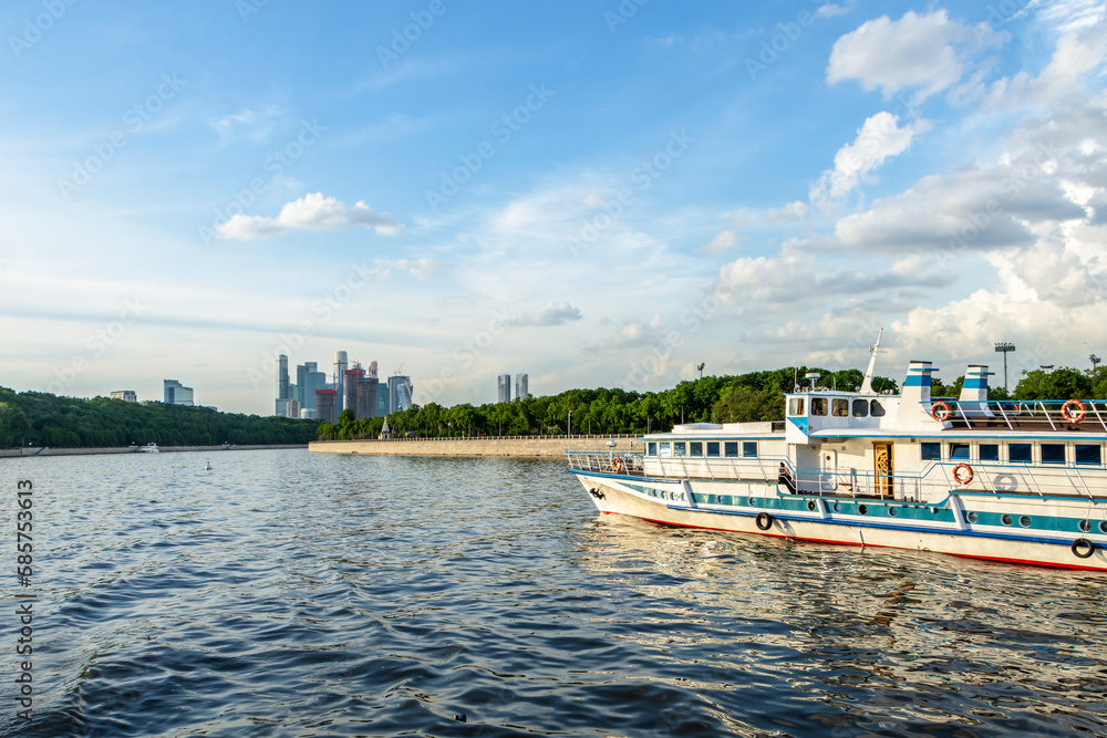 Moscow, Russia - June 2022: View of the Moskva river and Moscow City business center