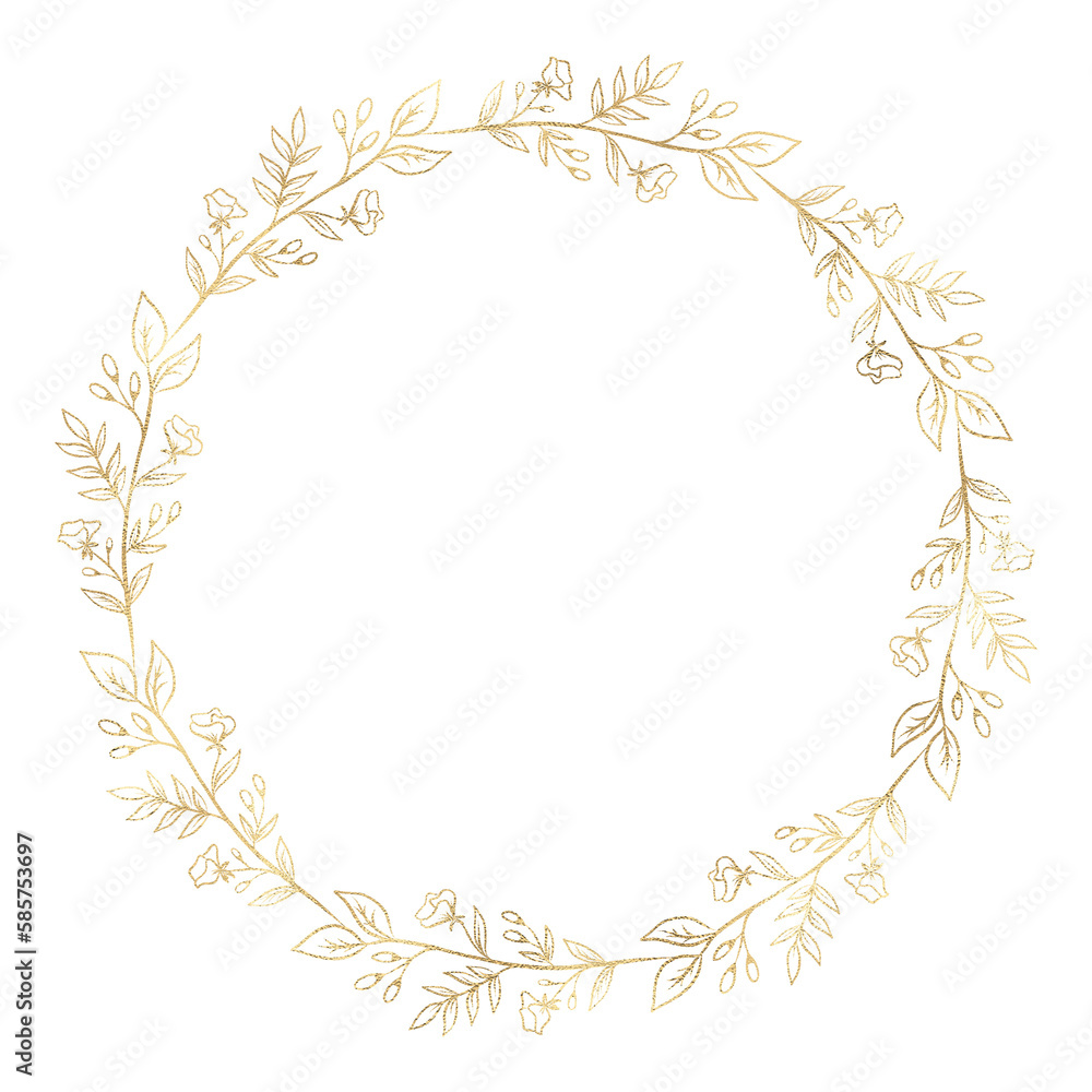 Floral gold wreath illustration Floral gold wreath illustration