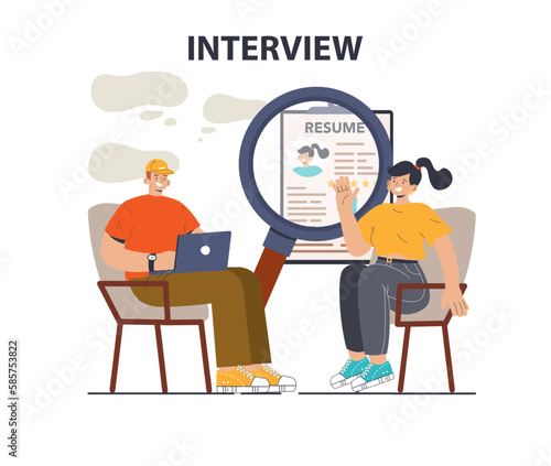 Job interview. Personnel recruitment or hiring procedure. Human resources