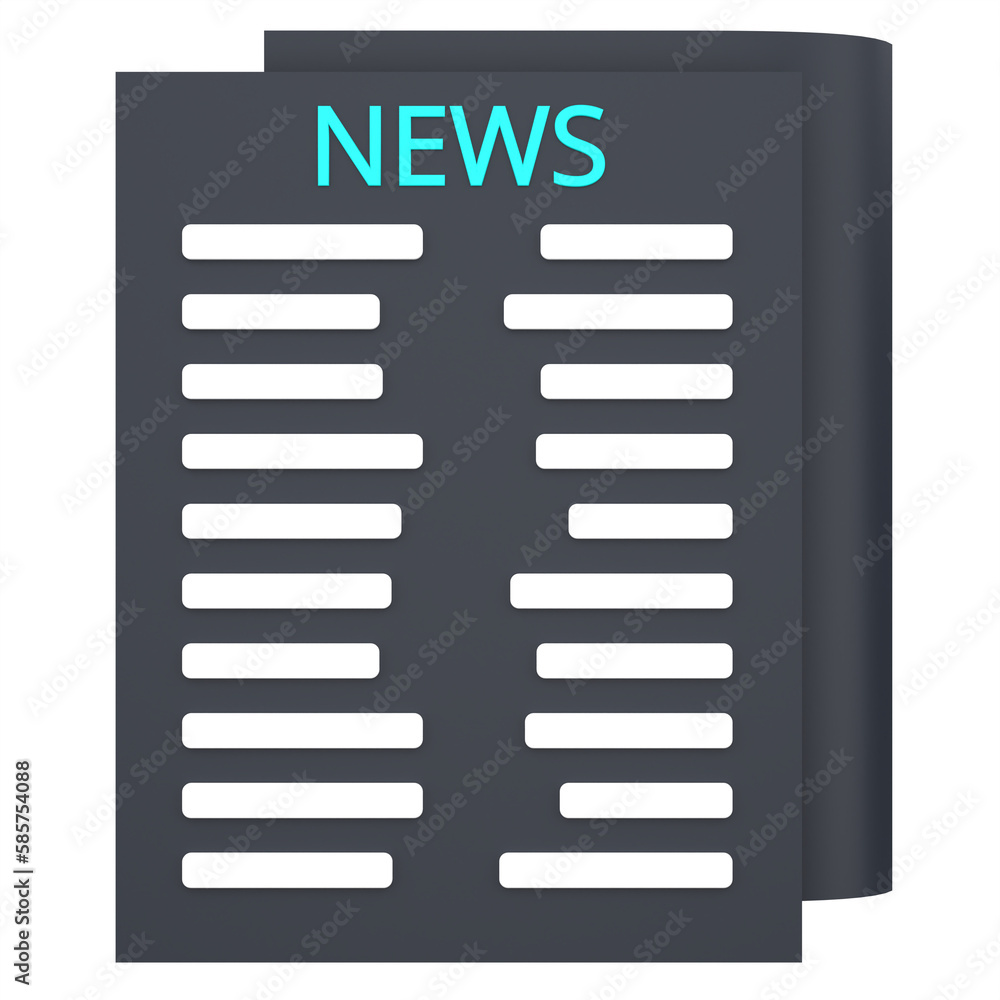 3D paper for newspaper and event . Object on a transparent background 3D paper for newspaper and event . Object on a transparent background