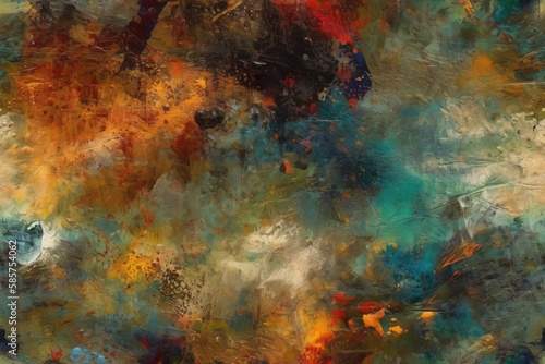 colorful abstract painting with dynamic brushstrokes. Generative AI © AkuAku