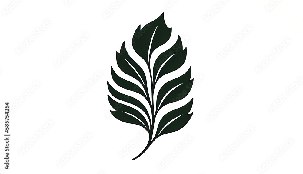 Minimalist logo with a leaf isolated, generative AI.