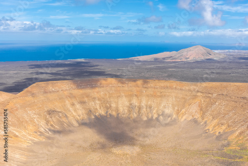 The big crater of Caldera Blanca volcano, Lanzarote, Canary Islands, Spain