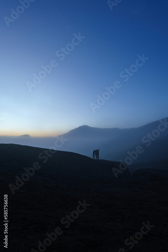 Man with horse in Mount Bromo  East java