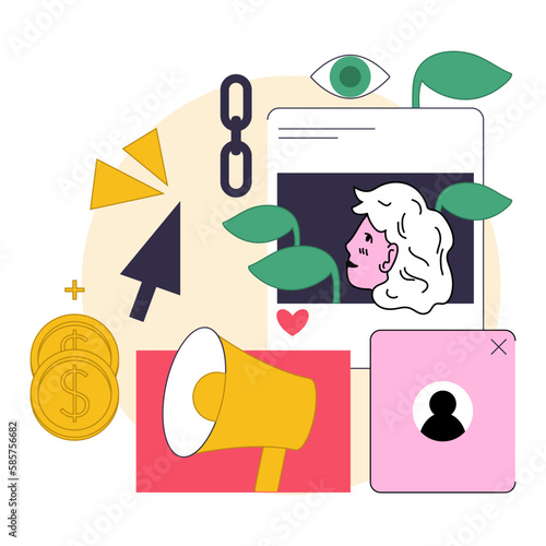 Passive income in the internet. Character making money on advertising