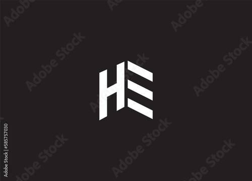 Creative modern letter HE logo design 