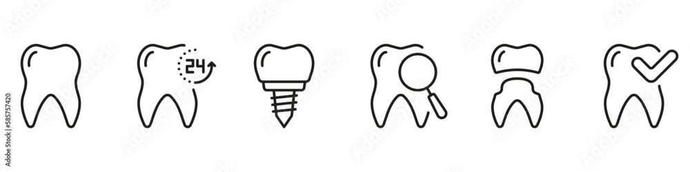 Dental Protection Line Icon Set. Orthodontic Procedure and Diagnostic Linear Pictogram. Tooth Health Checkup. Dentistry Outline Symbol. Dental Treatment. Editable Stroke. Isolated Vector Illustration Dental Protection Line Icon Set. Orthodontic Procedure and Diagnostic Linear Pictogram. Tooth Health Checkup. Dentistry Outline Symbol. Dental Treatment. Editable Stroke. Isolated Vector Illustration