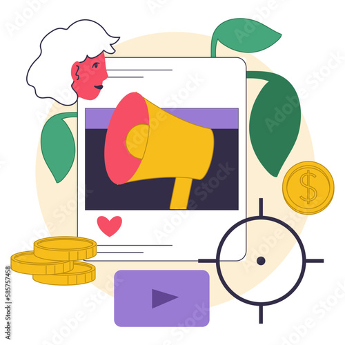 Passive income in the internet. Character making money on targeted