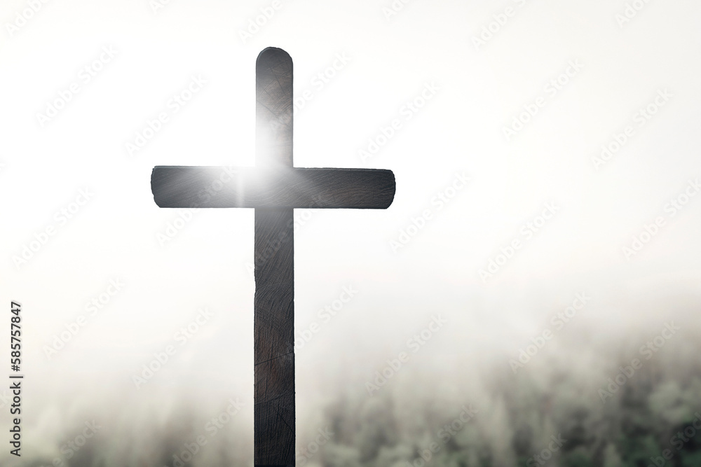 Easter cross on the dawn background Easter cross on the dawn background