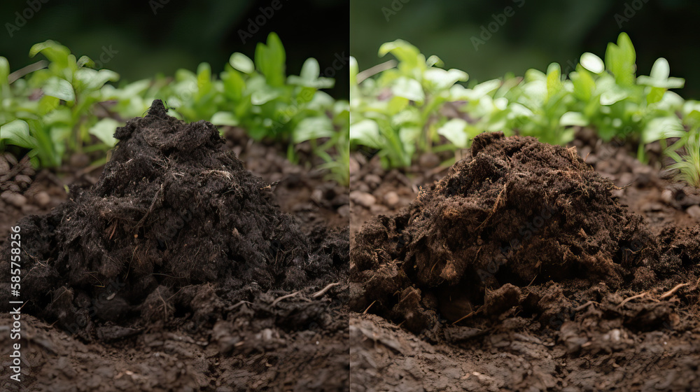 Darstellung einer Spatenprobe für regenerative Landwirtschaft unter Beachtung des Humusgehalts. (Generative AI) Darstellung einer Spatenprobe für regenerative Landwirtschaft unter Beachtung des Humusgehalts. (Generative AI)