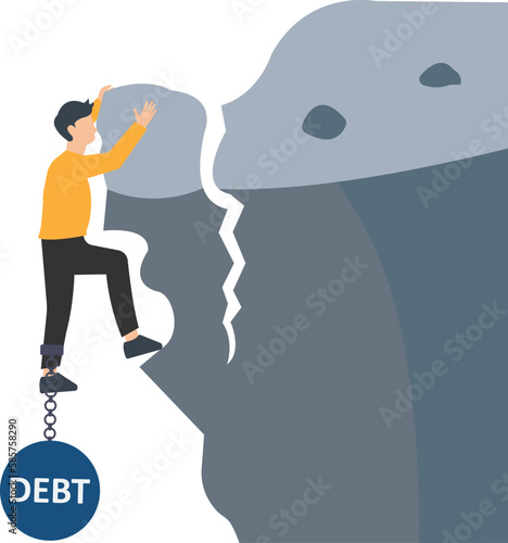 Businessmen trapped with debt, Work responsibility, pressure or problem, debt burden or difficulty challenge, struggle,  overworked, effort or punishment illustration
