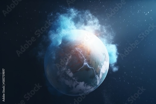3D Rendering World Globe from Space in a Star Field Showing Night Sky With Stars and Nebula. View of Earth From Space. Elements of this image furnished. Generative ai