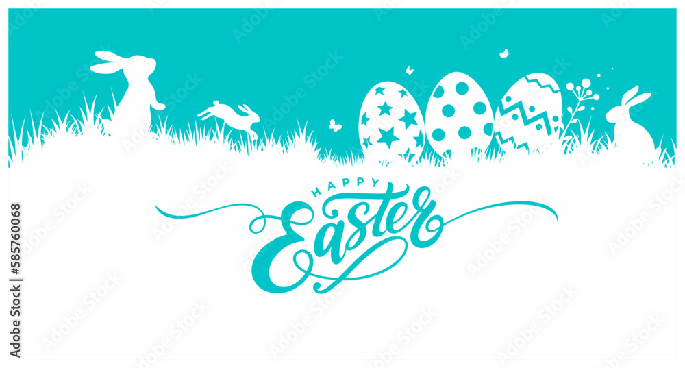 Happy easter banner template, Easter banners for church or school, Happy Easter typeface, Vintage Happy Easter greeting, Happy Easter handwriting vintage vector calligraphy text
