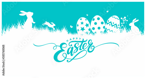 Happy easter banner template, Easter banners for church or school, Happy Easter typeface, Vintage Happy Easter greeting, Happy Easter handwriting vintage vector calligraphy text