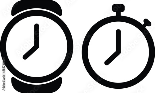 Set of stopwatch icon on a white background. illustration. Timer symbol. Outline stopwatch icon. Alarm pictogram.
