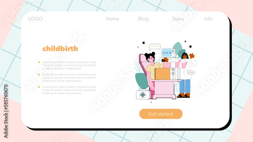 Obstetrics web banner or landing page. Prenatal clinic service, doctor