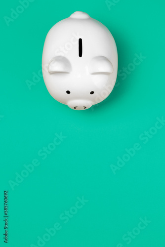 Piggy Bank on colorful background with negative space