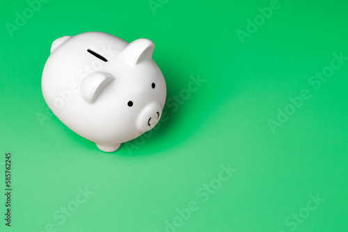 Piggy Bank on colorful background with negative space